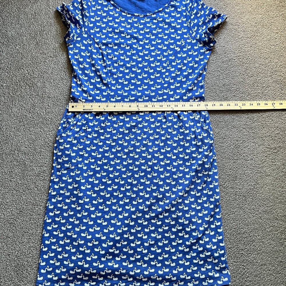 Boden Blue Swan-Print Midi Dress - Picture 9 of 14